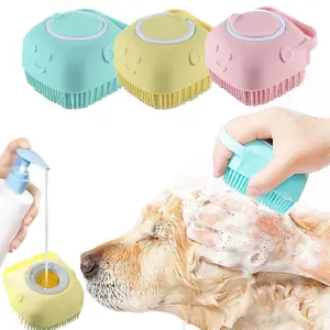 Pet Bath Brush - Yellow Pink & Blue Smiley Face Design for Pet Grooming Needs - Fun & Hygienic Bath Time Accessory for Dogs & Cats