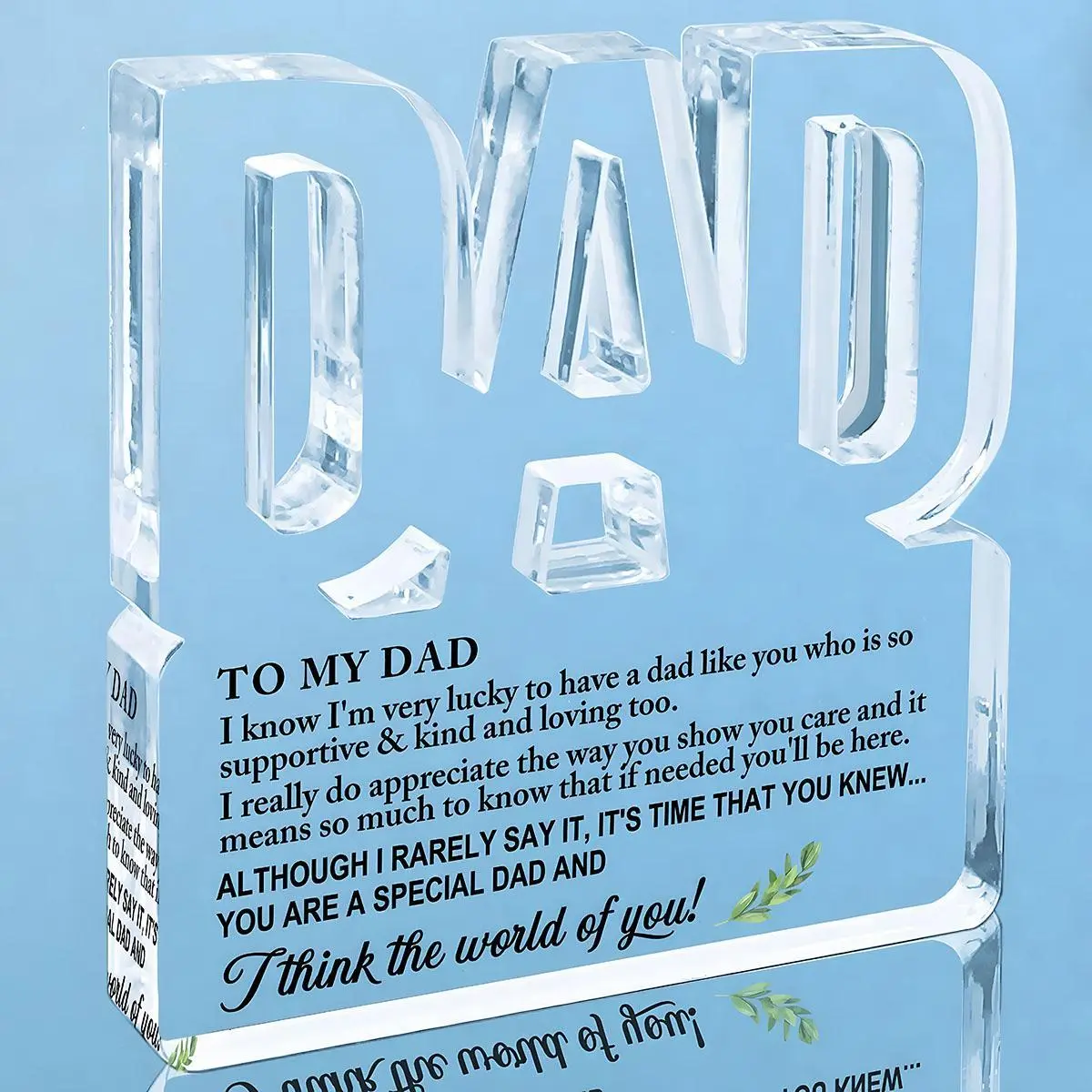 Letter Pattern Transparent Acrylic Decorative Plaque, Gift for Dad with Message, Modern Desk or Home Office Decor for Father's Day, Birthday, Room Display, Acrylic Desktop Decoration, Plaque Sign