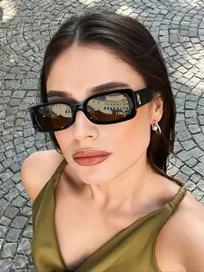 Unisex Retro Rectangular Mushroom Sunglasses, Trendy Fashion Accessories, Lightweight Durable UV Protection Eyewear for All Seasons