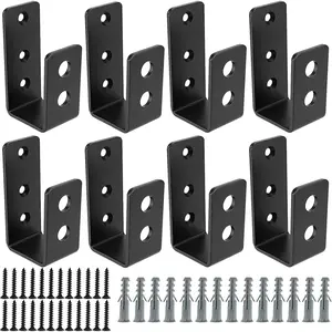 8 Pack Door Barricade Brackets, Open Bar Holder U Bracket with Screws and Anchors, Heavy Duty Security Holder Bracket Stopper Tool Hanger for Barn, Shed, Garage Doors, Fits 2x4 Boards