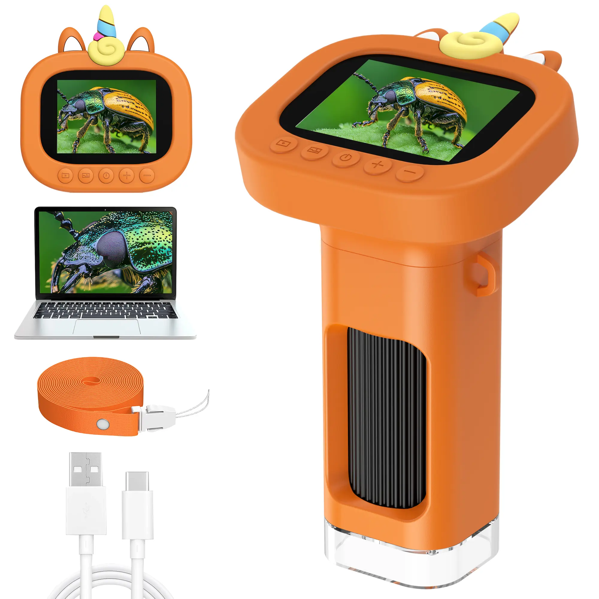 BEBANG 1000X Digital Microscope for Kids: 2.4" HD Screen Handheld Microscopes - Portable Mini Microscope for Kids Educational Science Toy for Home School Outdoor Exploration - STEM Gift for Boy Girl