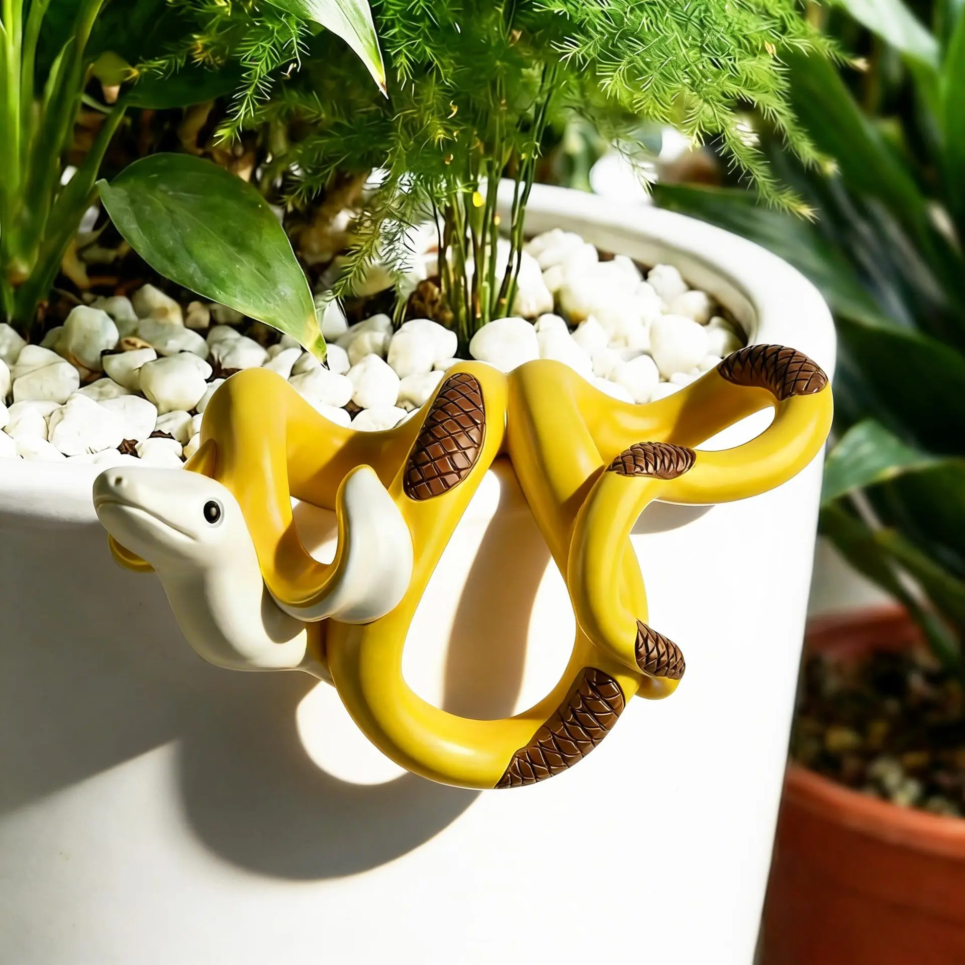 Resin Banana Snake Statue, Flower Pot Hanging Decor, Home Office Decoration, Unique Gift Idea, Ideal Choice for Garden Enthusiasts