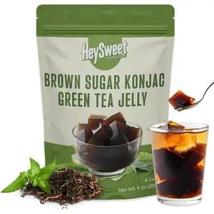 Green Tea Jelly – Vegan, Halal, Gluten-Free, Dye-Free | DIY Jel Dessert made with Natural Brown Sugar & Konjac | 8 Counts (makes 40oz+)