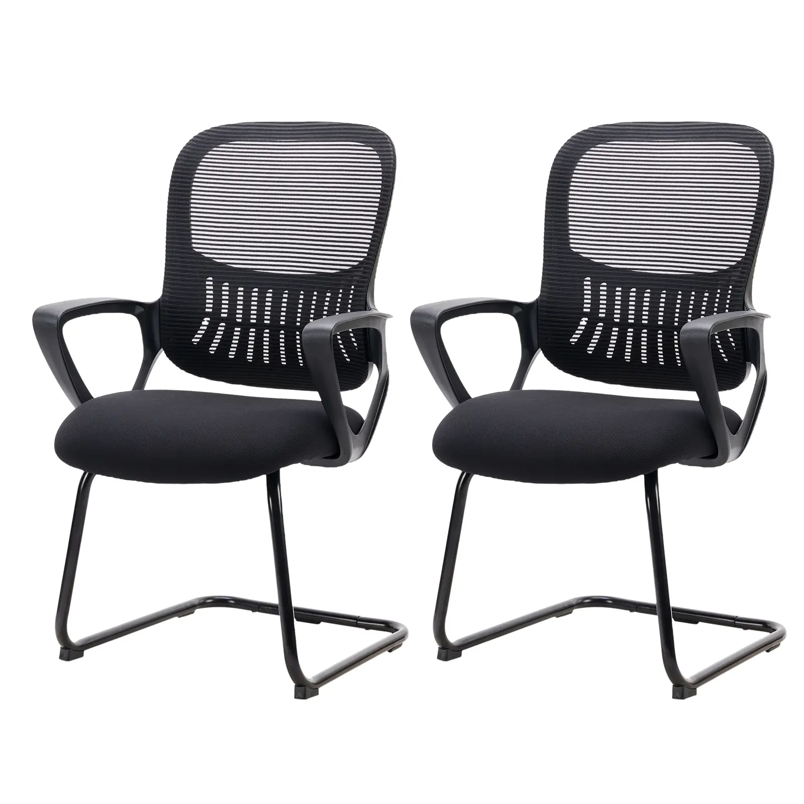 Ergonomic No-Wheel Sled Base Office Desk Chair - 3.15in Thick Breathable Mesh Cushion, High-Density Foam Padding, Contoured Backrest, Solid Metal Frame, Lumbar Pad, Fast Assembly Required, Aids Body Alignment, Eases Soreness for Office, WFH Setup