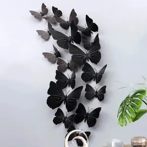 12Pcs 3D Butterfly Wall Stickers PVC Self Adhesive Wallpaper Colorful Butterfly Wall Sticker Decorative Stickers Living Room Window Decal Home Decor Decoration Sticker
