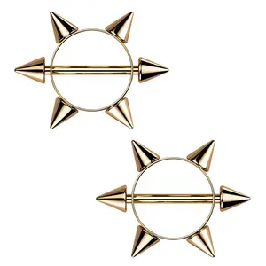 Rose Gold PVD Spiked Nipple Rings