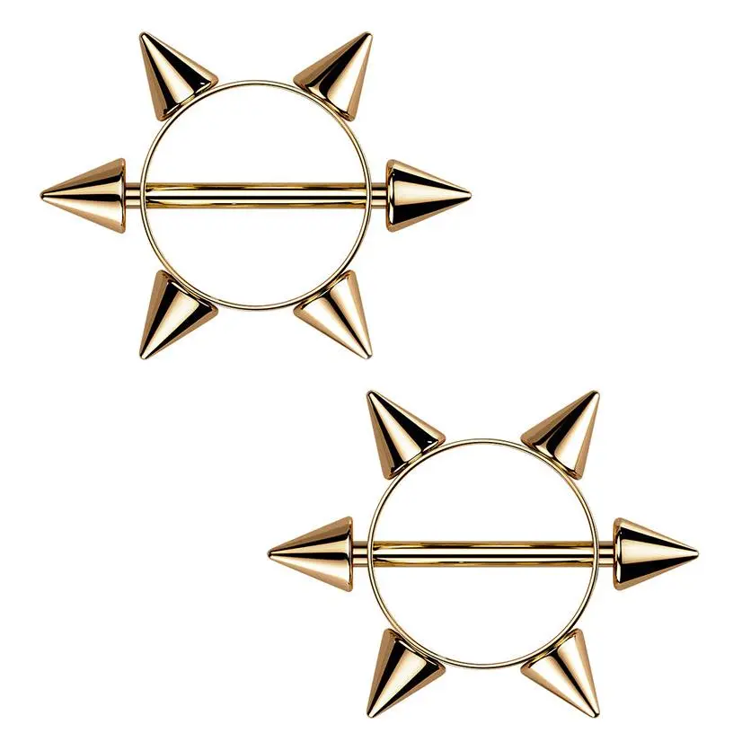 Rose Gold PVD Spiked Nipple Rings