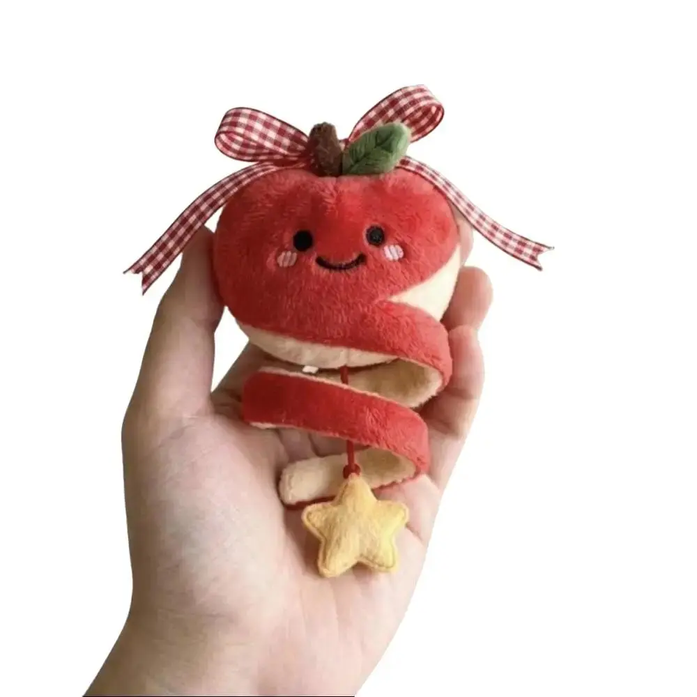 Cute Star Apple Plush Keychain Short Hair Doll Pendant High Aesthetic Car Hanging Ornament for Travel & Daily Decoration