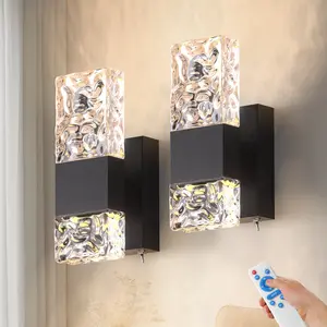 Battery Operated Wall Sconces, 10000mAh Wireless Battery Powered Wall Lights Fixture, Not Hardwired Modern Design Decorative Dimmable Wall Lamp with Remote for Bedroom, Living Room, Bathroom, Hallway