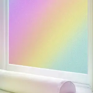 Rainbow Window Privacy Film Roll (44.5x100cm), Colorful Frosted Insulated Glass Sticker, Static Cling No Glue, UV Protection, Easy Remove, Privacy Film For Glass Windows
