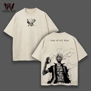 Retro Vintage Limited "Sanji" Anime Double Printed Washed Tee Unisex Oversize Anime Manga Acid Washed Lightweight Cotton T-Shirt