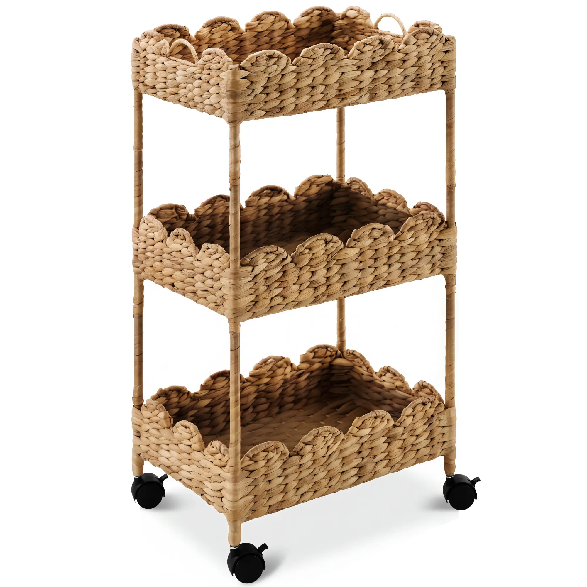 Best Choice Products 3-Tier Scalloped Rolling Nursery Caddy w/Wheels, Storage Utility Cart