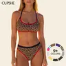 CUPSHE Women's Ribbed Knit Bandeau 2-Piece Bikini Set - Contrast Piping Bathing Suit, High-Cut High-Rise Cheeky Fit, Ideal for Summer Beach Party Outdoor Fun, No