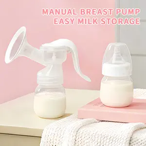 HOTMIR Manual Breast Pump and Baby Bottle, Pump with Nipple, Portable for Travel, Practical Gift, Breastfeeding Bottle Pump Hands Free Pumping