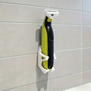 Shaver wall mount, waterproof bathroom wall-mounted shaver hookWhen the shaver is placed on the base, it can be easily connected to the charging cableWall-mounted plastic razor hook, practical bathroom razor holder