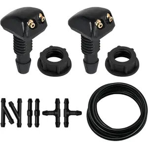 2 count Front Windshield Washer Nozzles, Front Windshield Washer Nozzle Kit with Fluid Hose, Windshield Wiper Sprayer Nozzle Jet Kit Applicable To