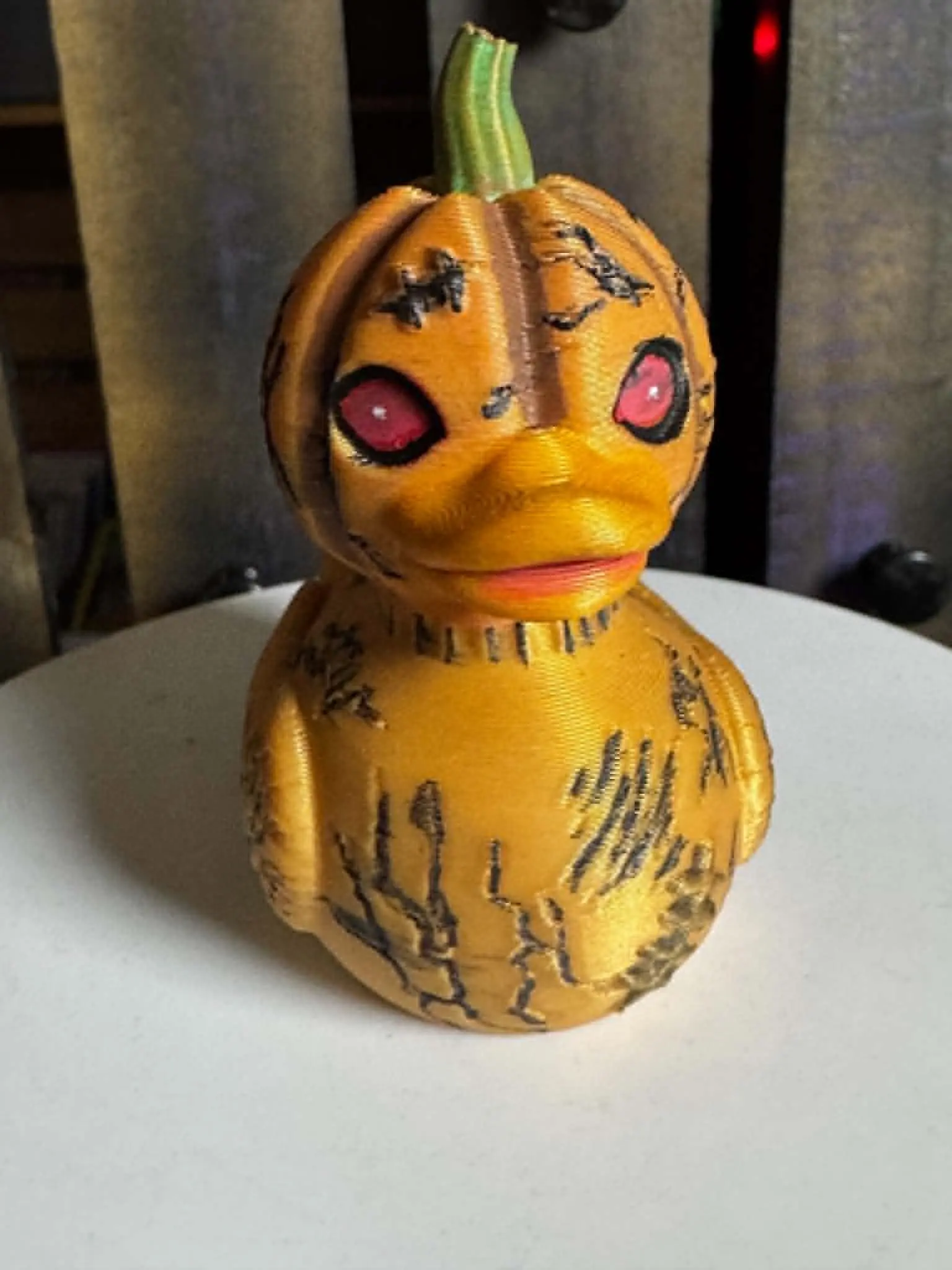 Hand-Painted Pumpkin Duck | Halloween Decor | Spooky Shelf Figurine