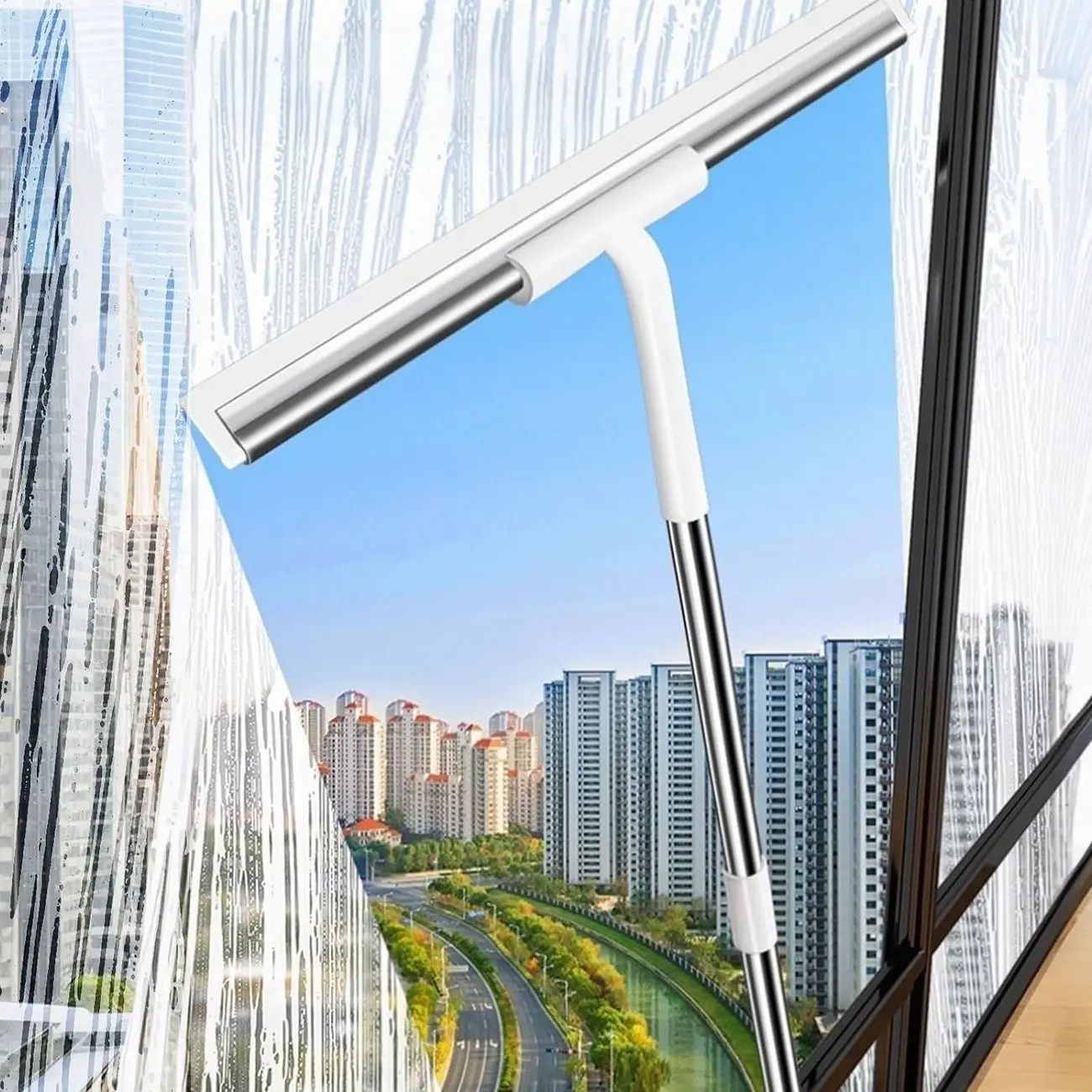 Rubber Floor Squeegee for Smooth Surface Concrete Floor, Tile Floor, Heavy Duty Garage Shower Floor Squeegee Broom for Removing Water