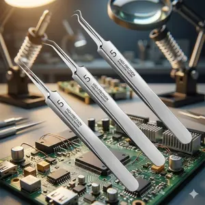 Precision Stainless Steel Non-Magnetic Fine Tip Tweezers for Jewelry Making, Electronics Soldering, Lab Work, Industrial Use | Anti-Slip Handle, Delicate Tool