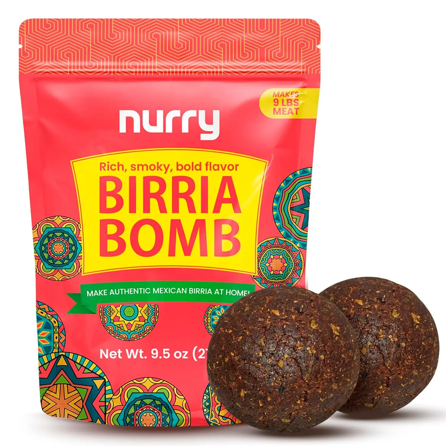 Balls - Authentic Mexican Spice Birria Mix for a Rich, Smoky, Bold Flavor Experience - 2 Birria Bombs Per Pack - Cooks up to 9 lbs (4 kg) Meat - Just Add Water And Meat of Your Choice