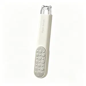 2-in-1 Foot File and Foot Brush – Double-sided foot scrubber for removing dead skin and calluses, painless foot exfoliator with toe gap cleaning brush, wet and dry use foot care tool for silky smooth feet
