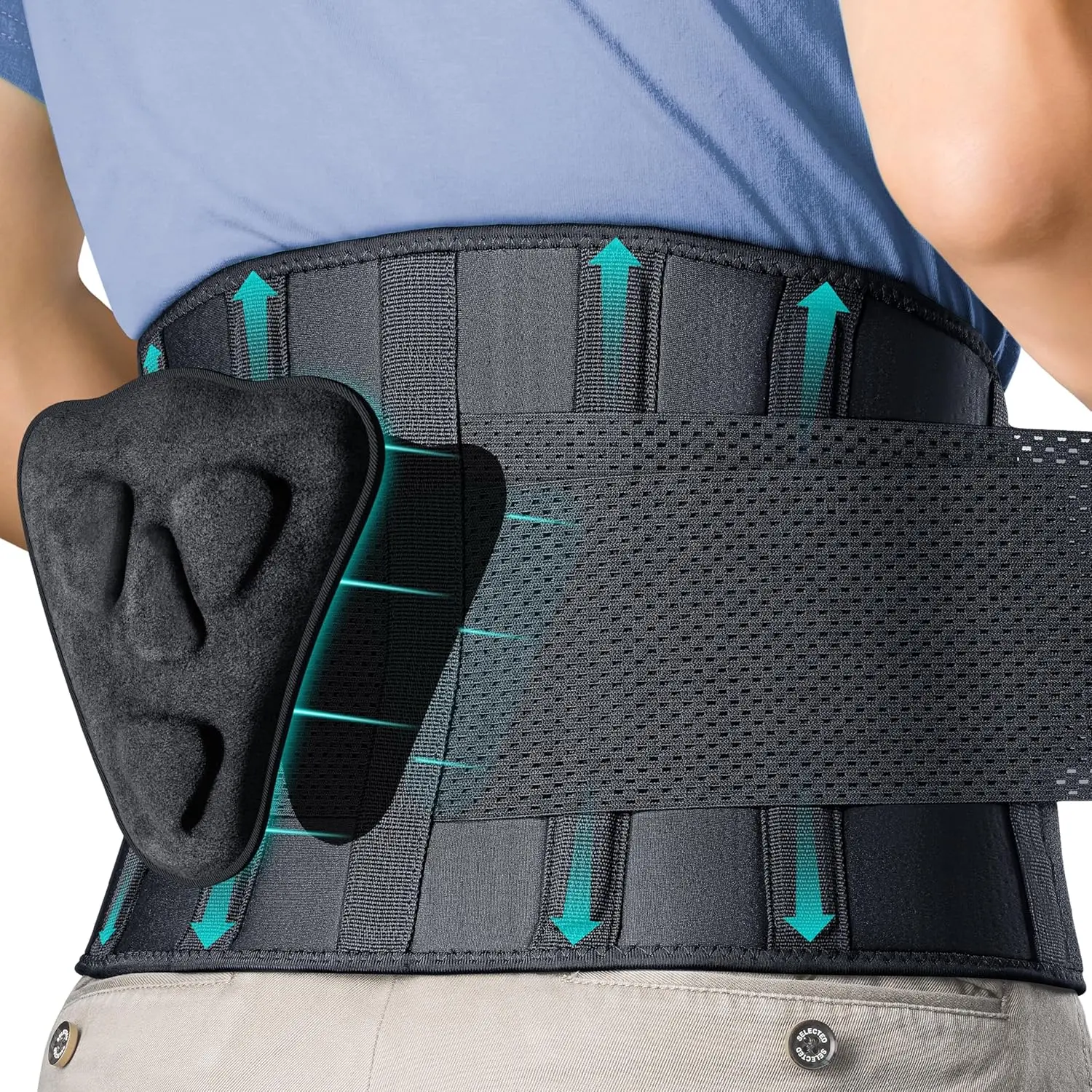 Back Brace for Men Lower Back Pain Relief Lumbar Support Brace Waist Belt with Ergonomic 3D Silicone Pad for Heavy Lifting Work, Herniated Disc, Sciatica L/XL