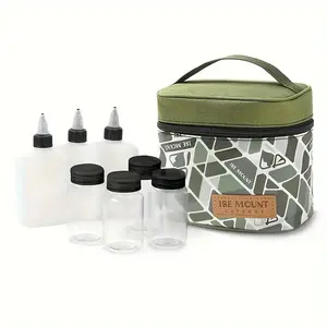 Outdoor Camping Condiment Bottle Set with Storage Bag, 8 Counts/set Portable Durable Condiment Bottle Set, Camping Kitchenware for Outdoor Camping
