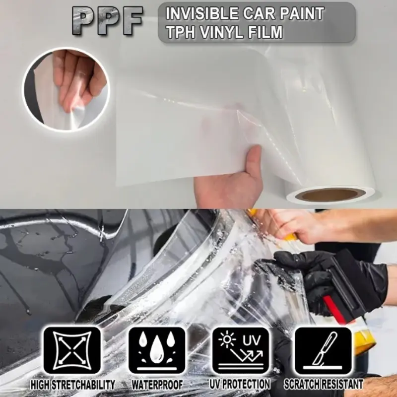 Car Transparent Protection Film, Tpu Material Car Paint Protection Film, UV Resistant, Scratch Repair, Heat Repair, Anti-Scratch Ppf Film, Invisible, Full Body Coverage