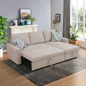 Modern Grey Fluffy Fabric Sofa Bed, 2-Piece Comfortable Living Room Couch with Soft Upholstery
