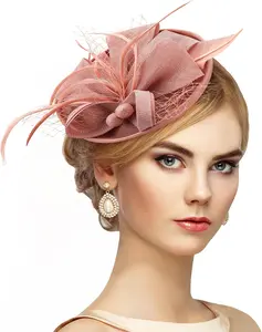 Zinniday Fascinator Tea Party Hat - 2026 Derby Pillbox Kentucky Hat for Women (7.87x5.9inch)