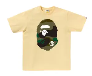 Bape Ape Head Giant Green Camo F/B Tee Yellow - S, M, L, XL