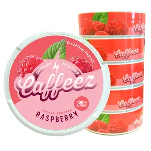 CAFFEEZ™ Raspberry Energy Pouch Sleeve - 5 Cans, 100mg Caffeine & 250mg Guarana, Zero Sugar, No Nicotine, Pocket-Sized, Perfect for 5 Cans