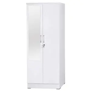 Better Home Products NW104-M-WHT Harmony Two Door Armoire Wardrobe Cabinet with Mirror, White