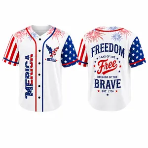 Patriotic Baseball Jersey Shirt for Men Women, American Flag Button Down Top, 4th of July Independence Day Outfit, Freedom Brave Graphic, 5 Colors, S-5XL, clothes, outfits, men's wear, men fashion, summer men clothes, fashion men clothes