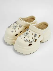 New Fashion Versatile Silver Color Bear High Heel 10cm Holey Shoes X825, Eva Material, Rhinestone Design, Less Than Ankle Height