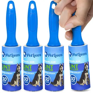 PetLovers Mini Extra Sticky Lint Roller - 4 Pack Travel Size with 30 Sheets Each for Effortless Pet Hair Removal & Dust Collection
