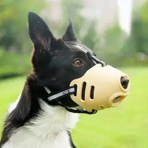Large, Adjustable & Breathable Dog Muzzle! 🐕 Made of premium TPE with a cute design and feeding port. Say goodbye to biting, barking, and home destruction! 🚫🏠 Ideal for medium/large dogs' daily walks and training. Treat your beloved pup to this essenti