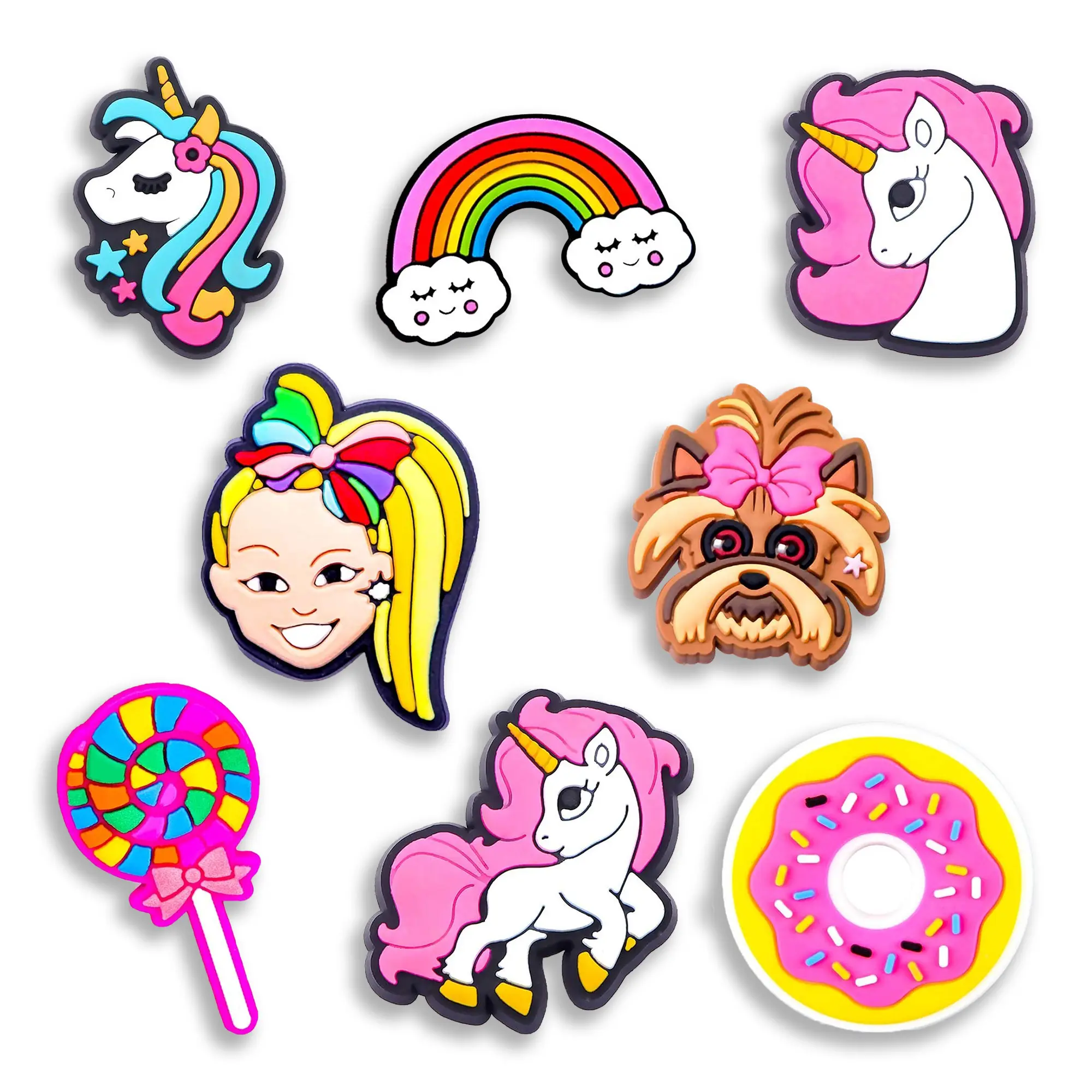 Dog Rainbow Croc Charms 8PCS PVC Clog Pins Accessories Party Favors Birthday Gifts Holidays Decoration for Boys Women Girls