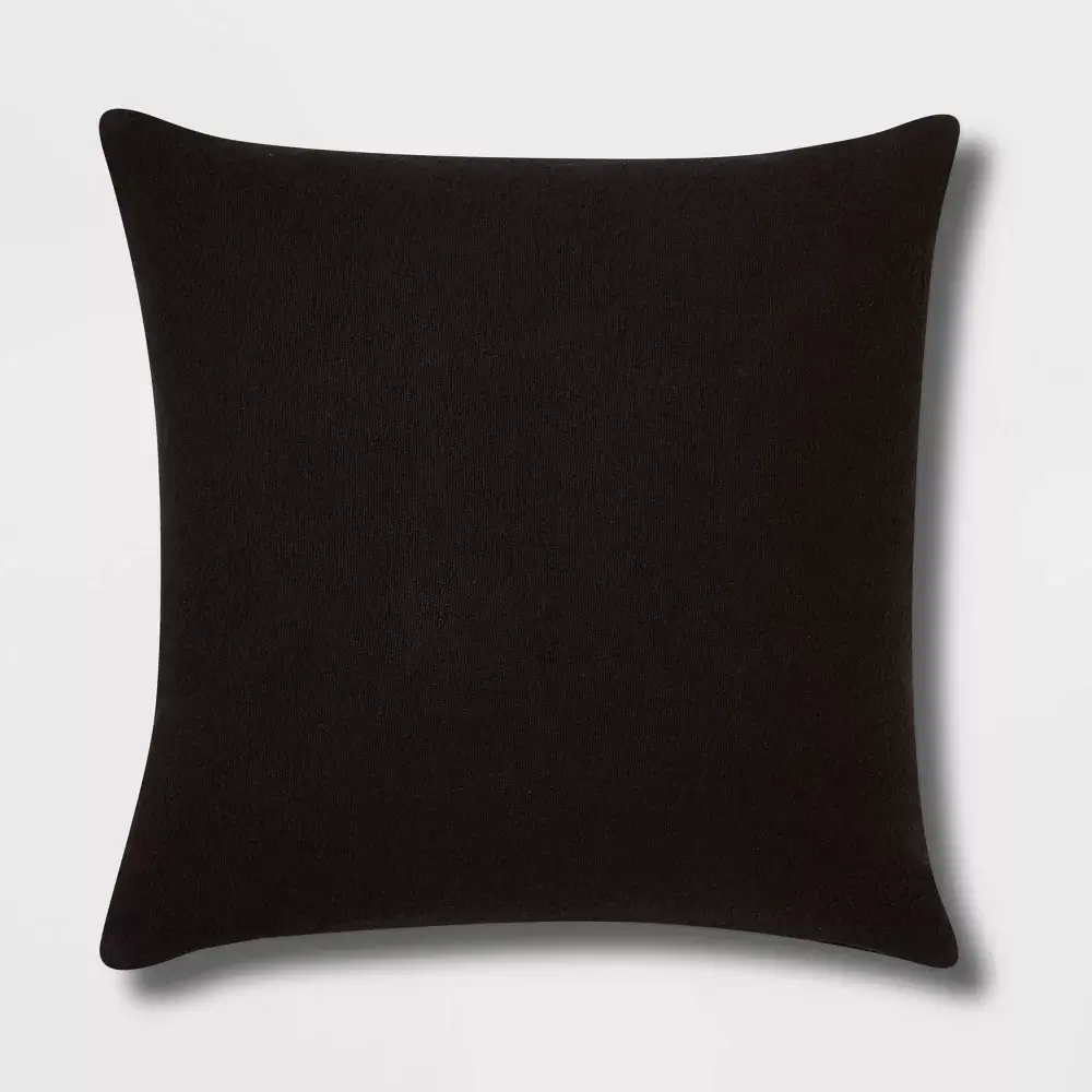 Euro Boucle Colorblock Decorative Pillow Black - Threshold: Indoor Square Cotton Cushion with Hidden Zipper