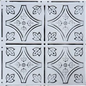 Tin Wall Tiles Nail-Up Ceiling Tiles Stair Riser Kitchen Backsplash Antique White 12x12 inch Sample