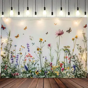 1pc Backdrop Featuring a Captivating Wildflower And Herb Mural, Perfect for Photography, Room Decoration, And Events, Available in Sizes 39X59, 51.18X59, And 70.8X90.5 Inches, Banners, Birthday