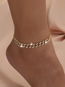 Women's Elegant Chain Design Anklet, Fashionable Anklet for Women & Girls, Trendy All-match & Exquisite Jewelry for Birthday Gift