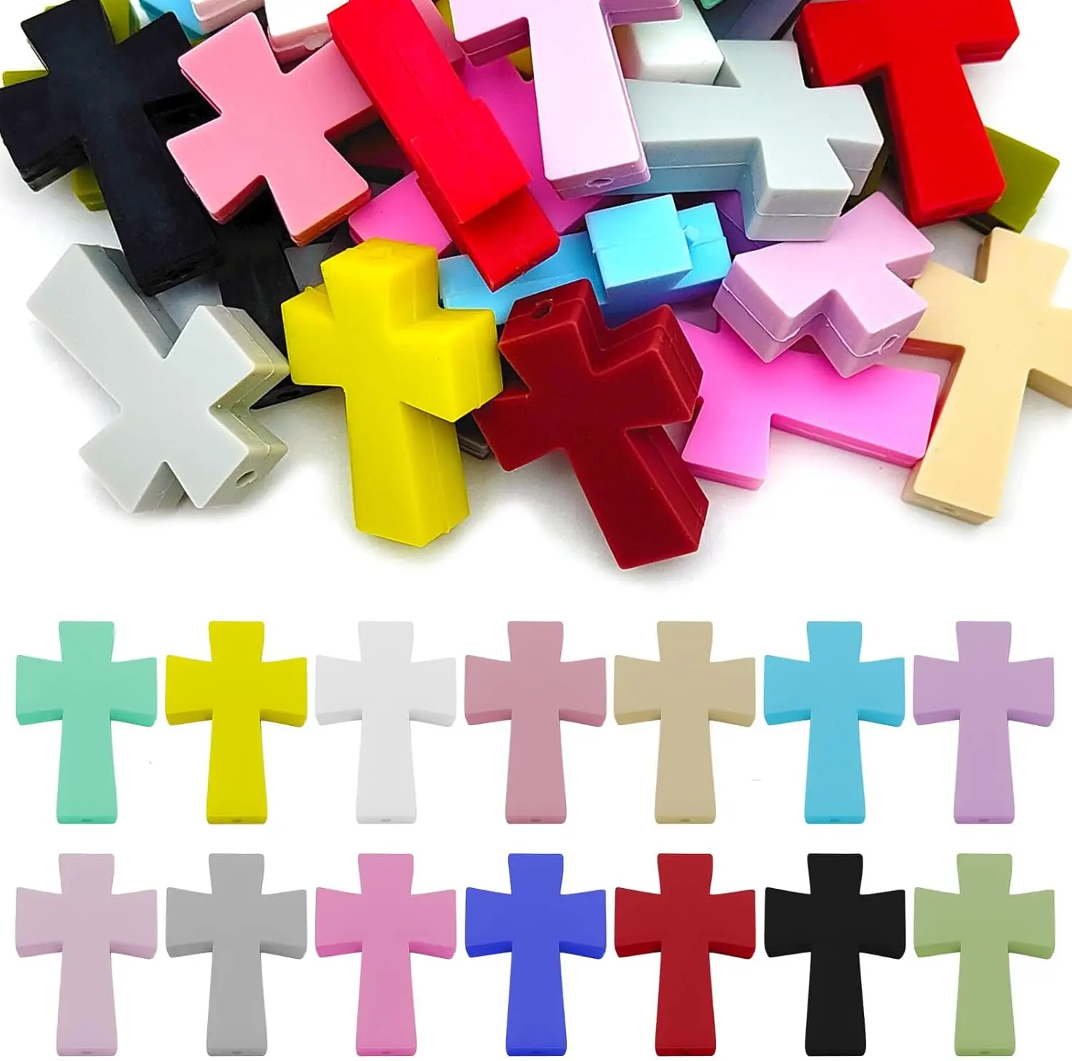 28 count Cross  Beads 14 Colors  Focal Beads Crucifix Loose Beads Colorful Cross Spacer Beads Cute Cross Beads for  Making Beading DIY Necklaces Bracelet  Beaded Pen Bag