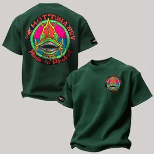 Hot Tuna Street Style, High-Contrast Neon Print Graphic, Classic Surf Graphic, Top Tier Graphic Shirt for 2026, Gifts for Husband, for Dad, Streetwear, Casual Menswear Shortsleeve Crewneck