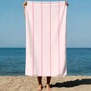 Vertical pink stripes on a light pink background, minimalist digital art style. Sand-Free Beach Towel | Ultra-Light Microfiber | Quick-Dry, Compact for Travel