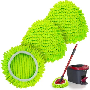 Chenille Duster Mop Head Compatible  1-Tank System, Microfiber Chenille Mop Pads Spin Mop Refill for Dry & Wet Use, 3 Pack