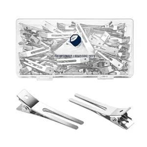 50 count Metal Double Prong pin Curl Hair Clips for Styling Sectioning, Hair Clips for Women Long Hair,Metal  Curl Clips for Hair Roller,Salon,Bows DIY with Case