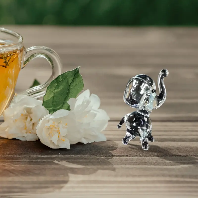 Clear Elephant Figurine, Mini Glass Murano Quality Lampworking Glass Figurine, Hand Made In Ukraine, A Great Addition To Your Collection
