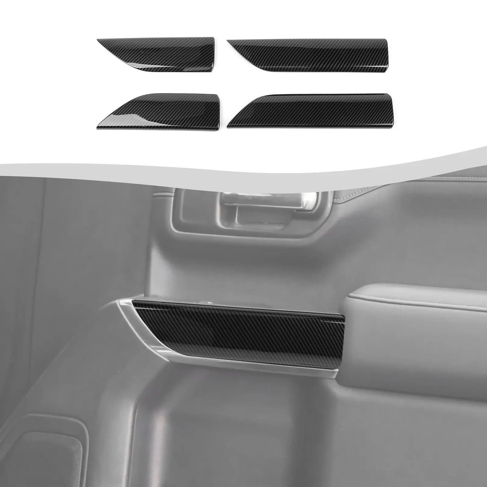 Carbon Fiber Interior Door Panel Decor Cover Trim Bezels for Chevrolet Silverado & GMC Sierra 2019-2022, ABS Material, UV Resistant, DIY Install, Automotive Interior Stickers, Car Door Protector, Car Accessories, Accessories For Car