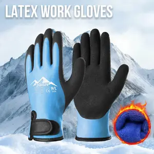 1 Pair Winter Latex Gloves with Inner Lining, Buckle Closure, Anti-Slip, Cold Protection, Ideal for Fishing, Ice Work, Outdoor Activities
